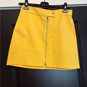 Bershka Sunny Yellow Skirt with Button Detail
